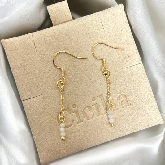 Moonstone 925 gold plated dangle drop earrings