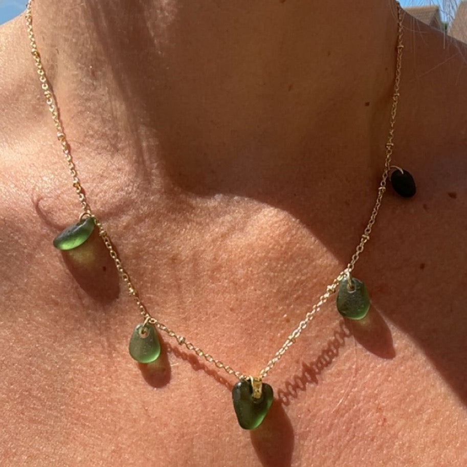 Emerald green seaglass necklace