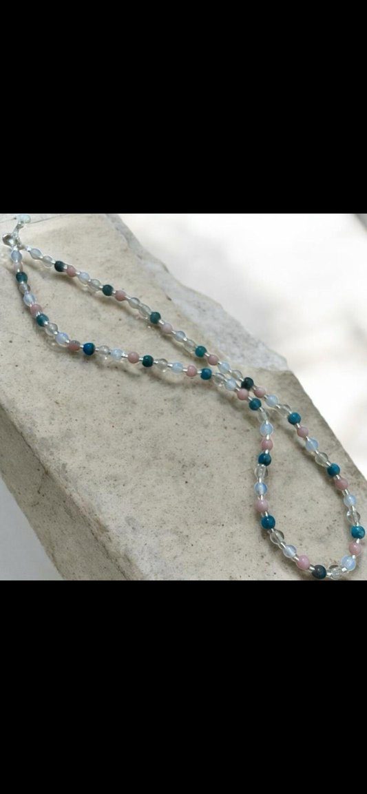 September Skies beaded gemstone necklace
