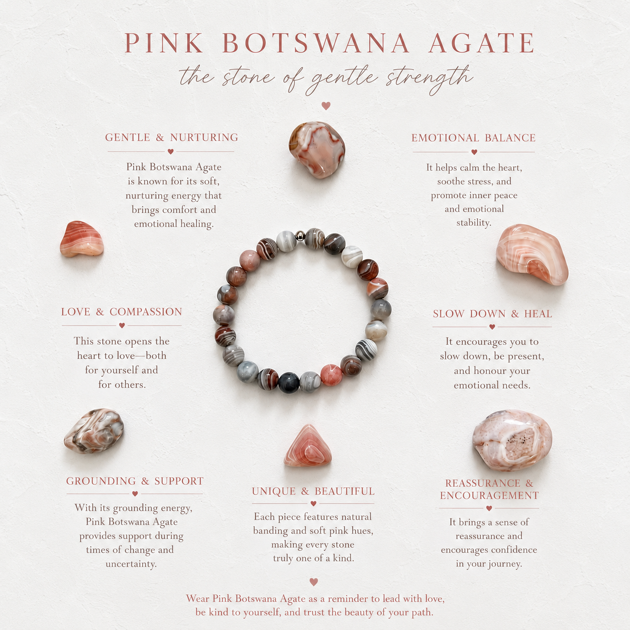 Pink Botswana agate bracelet
