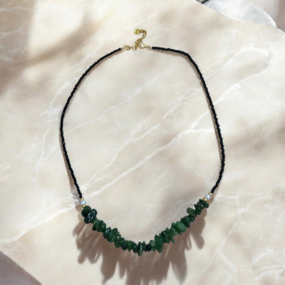 Tourmaline & green agate necklace