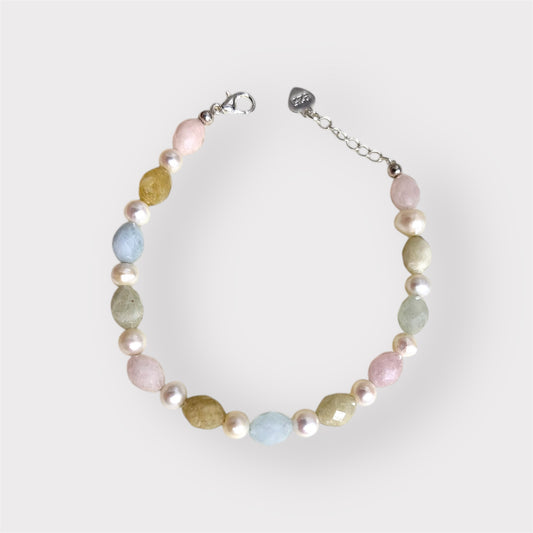 Morganite & fresh water pearl bracelet
