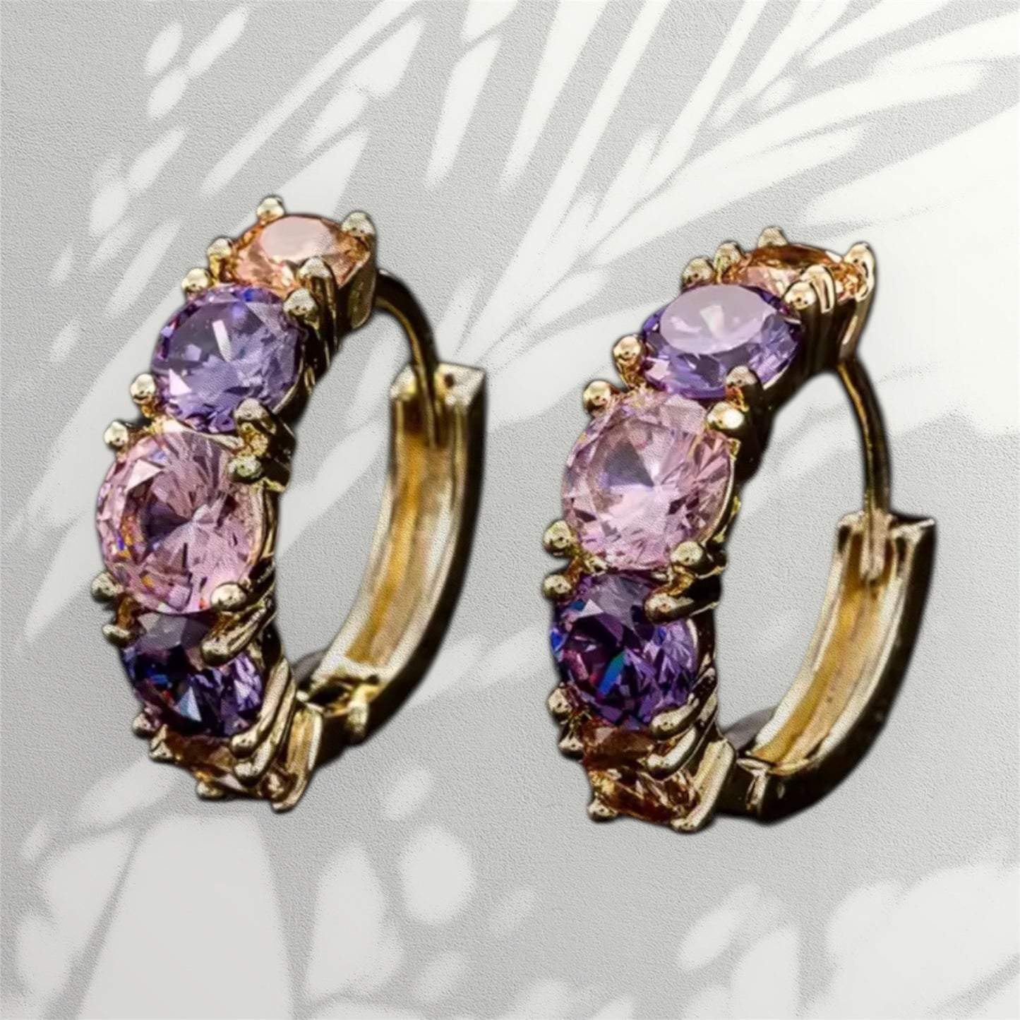 Pink & purple gem hoops