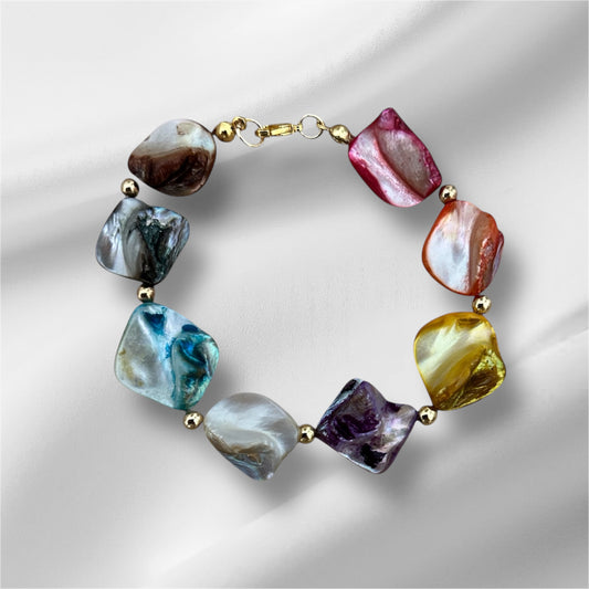 Rainbow chunky mother of pearl bracelet