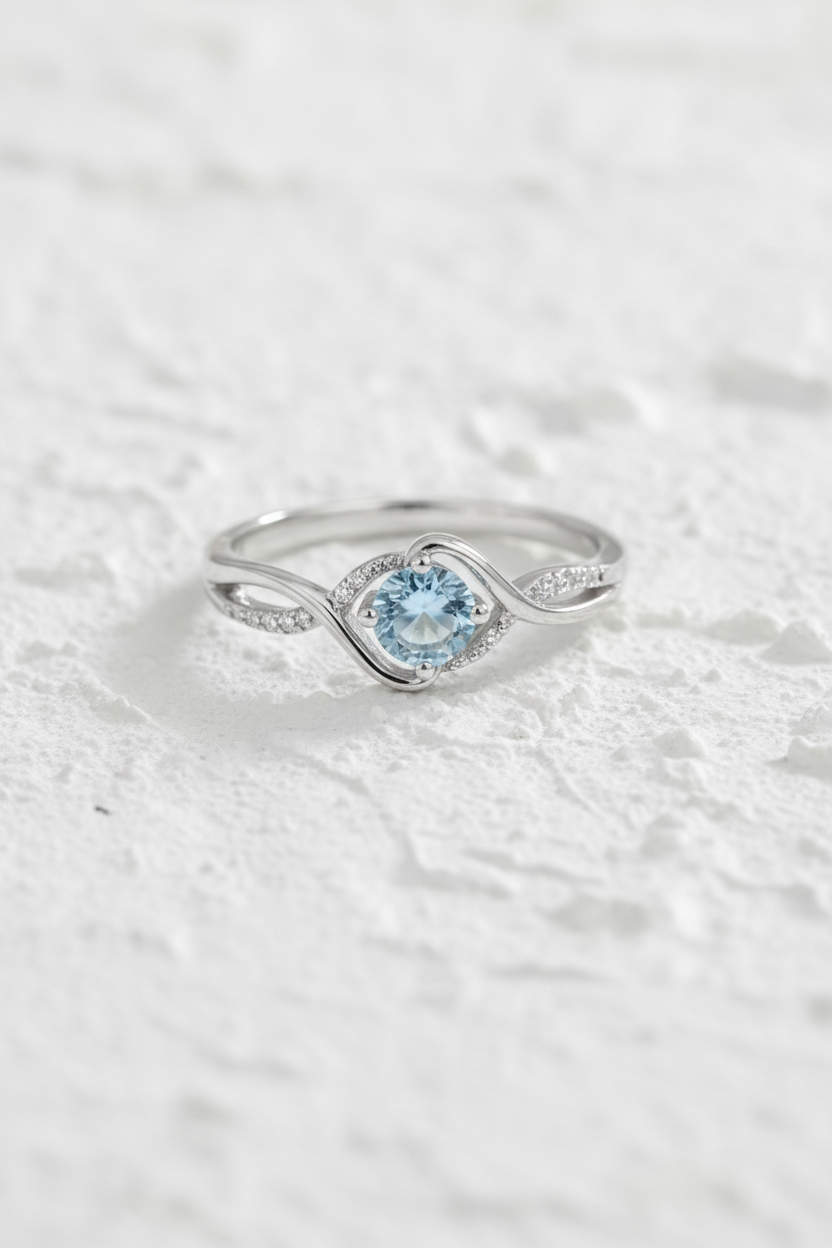 Sterling silver blue cubic zirconia ring
