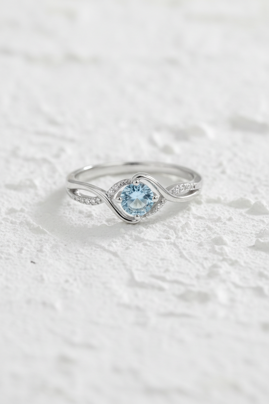 Sterling silver blue cubic zirconia ring