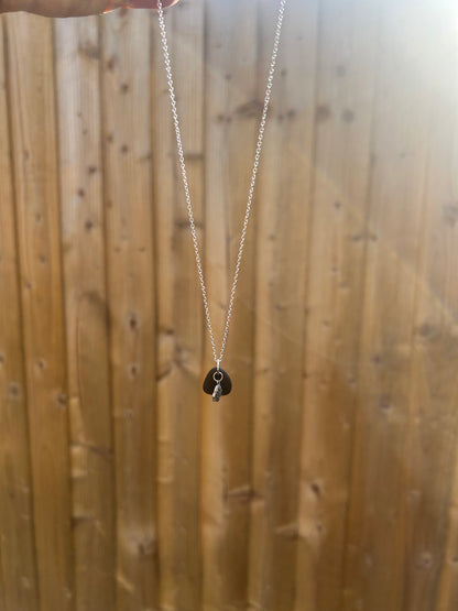 Pirate sea glass & Sterling silver fish necklace