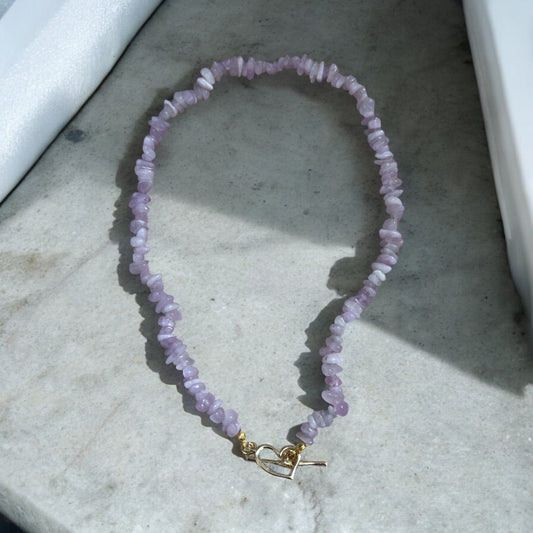 Kunzite Crystal chip necklace