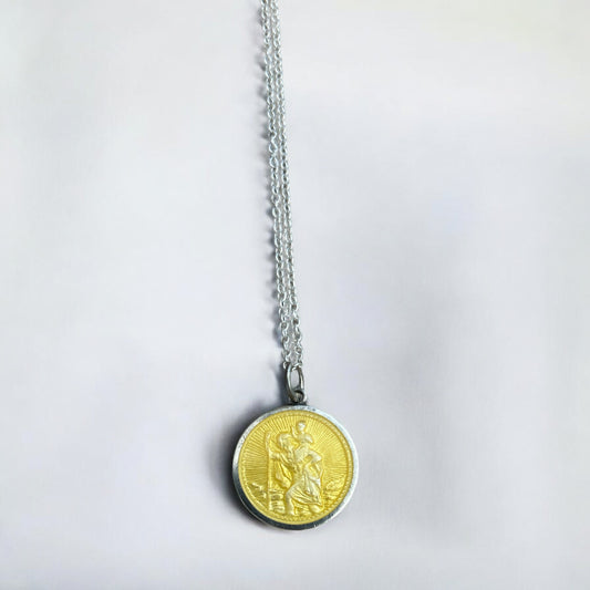 Vintage St Christopher necklace real silver