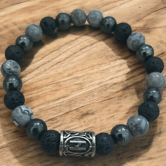 Lava rock & sodalite beaded bracelet