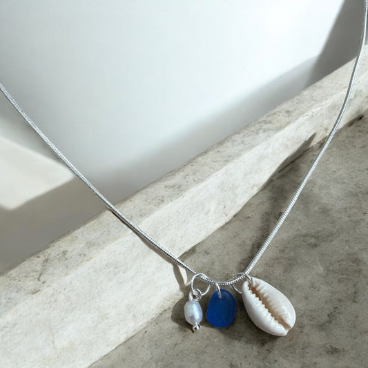 Cobalt blue sea glass necklace