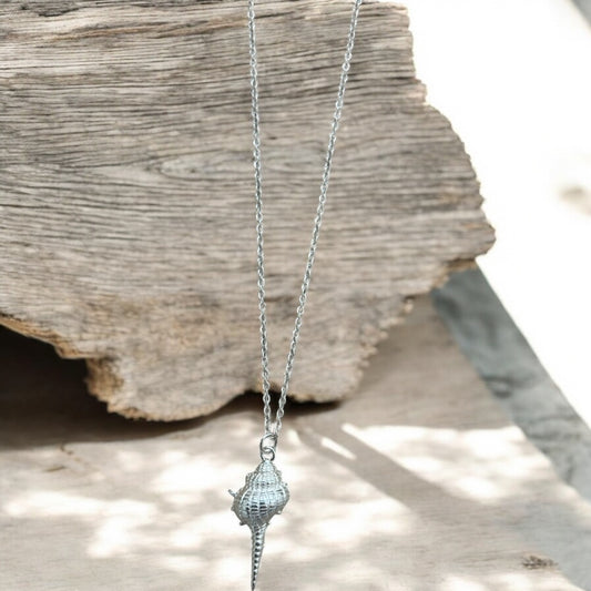 Sterling silver conch shell necklace