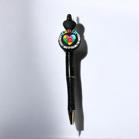 Black glitter autism pen