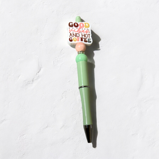 Green & pink good vibes and hot coffee pen