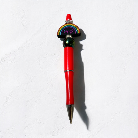 Red & black autism rainbow pen