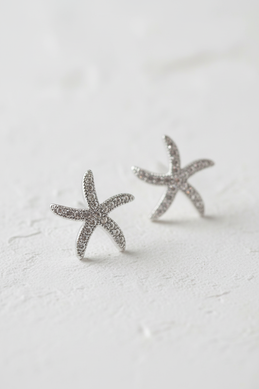 Starfish Crystal 925 silver stud earrings