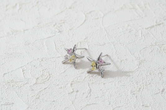 Gem starfish studs (silver)