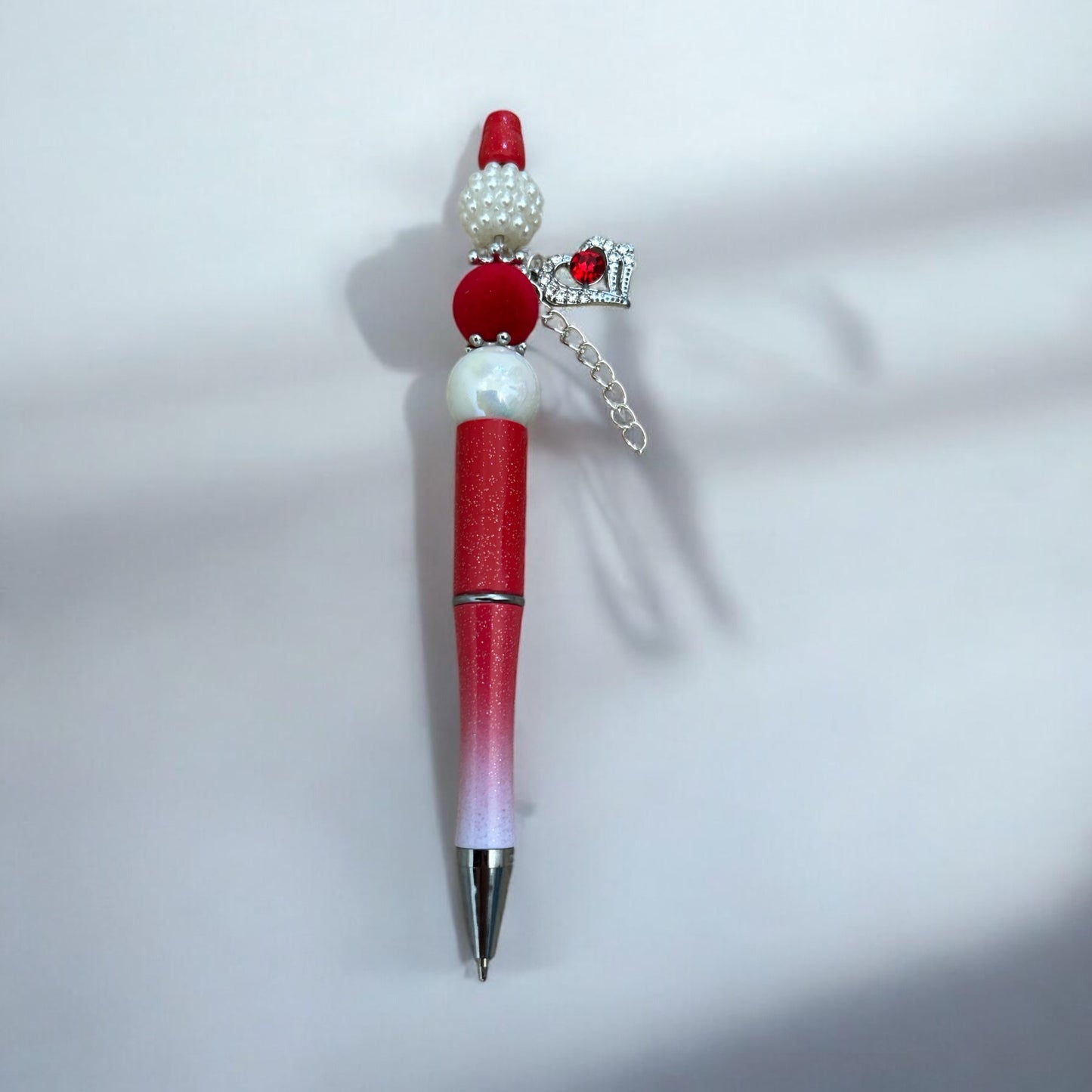 Red & white heart charm pen