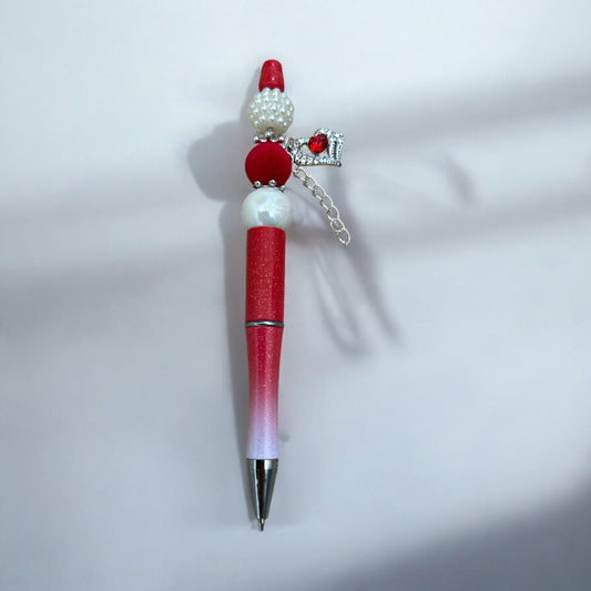 Red & white heart charm pen