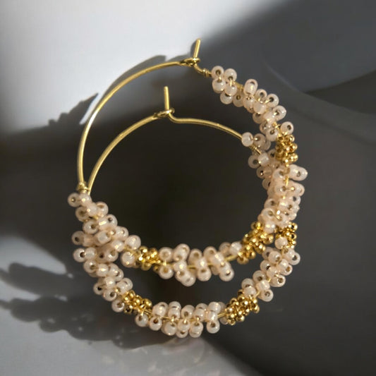Cream dream hoops (gold)