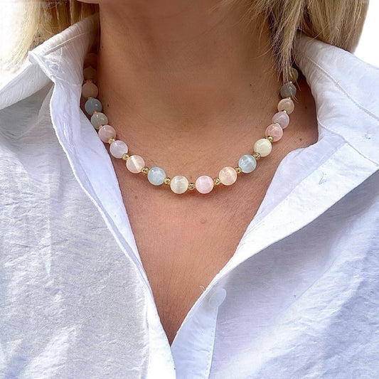 Pastel selenite beaded necklace