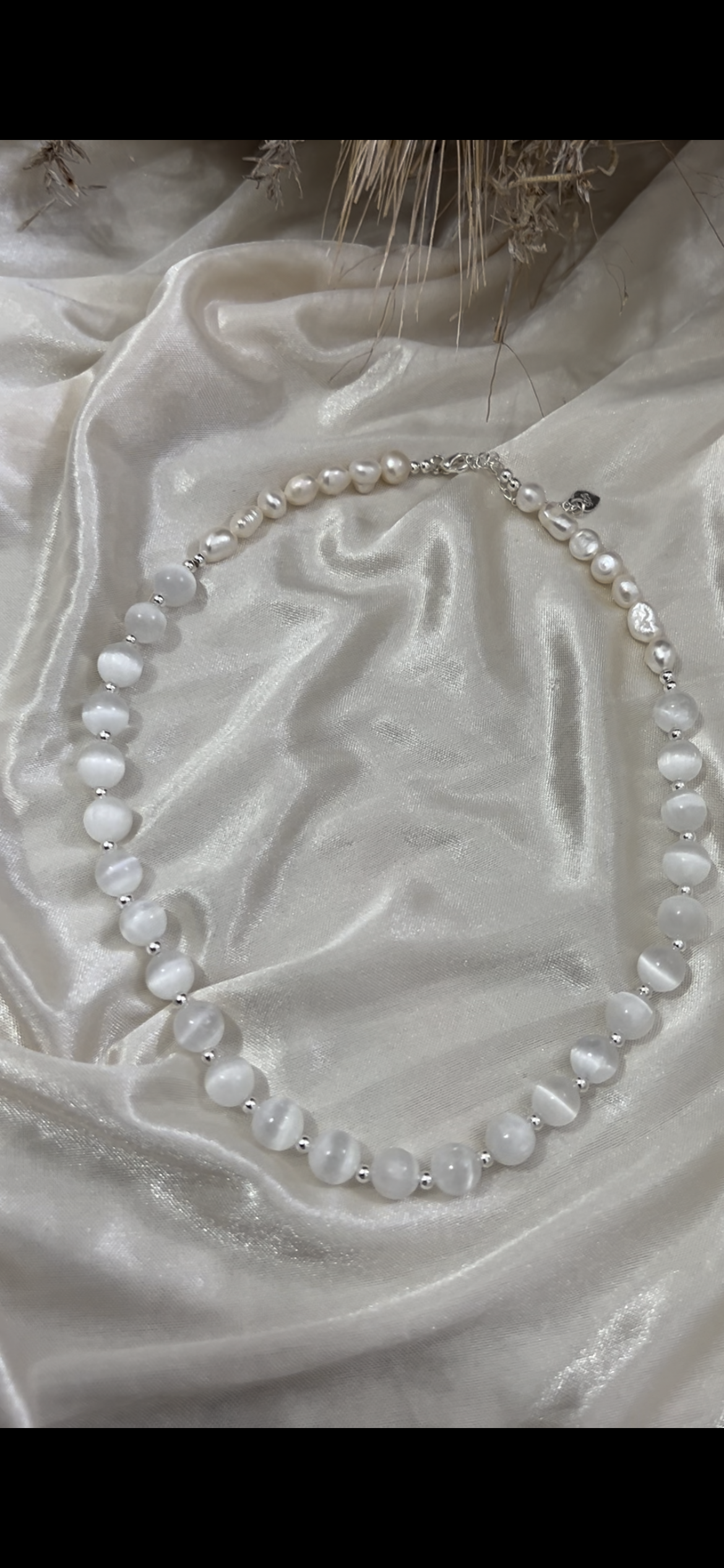 Selenite and Pearl necklace