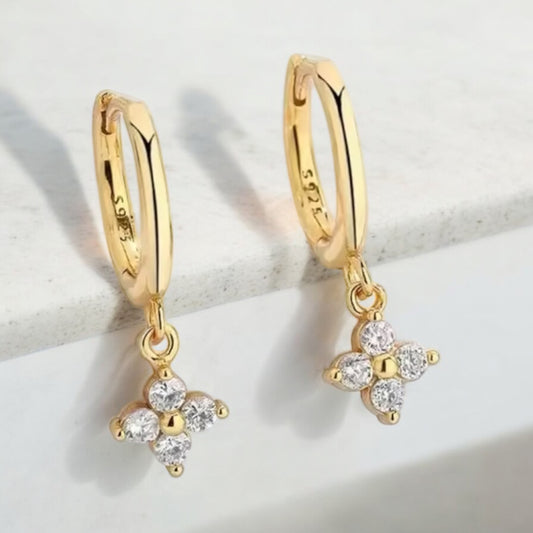 925 gold plated clover Huggies