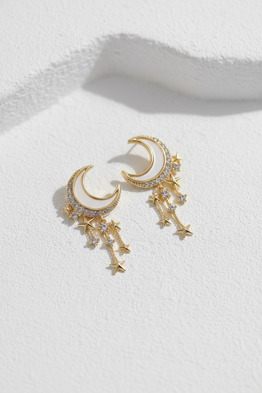 Moon & shooting star earrings