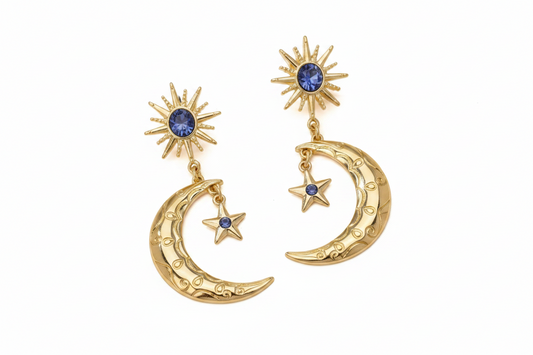 Gold vintage style moon earrings