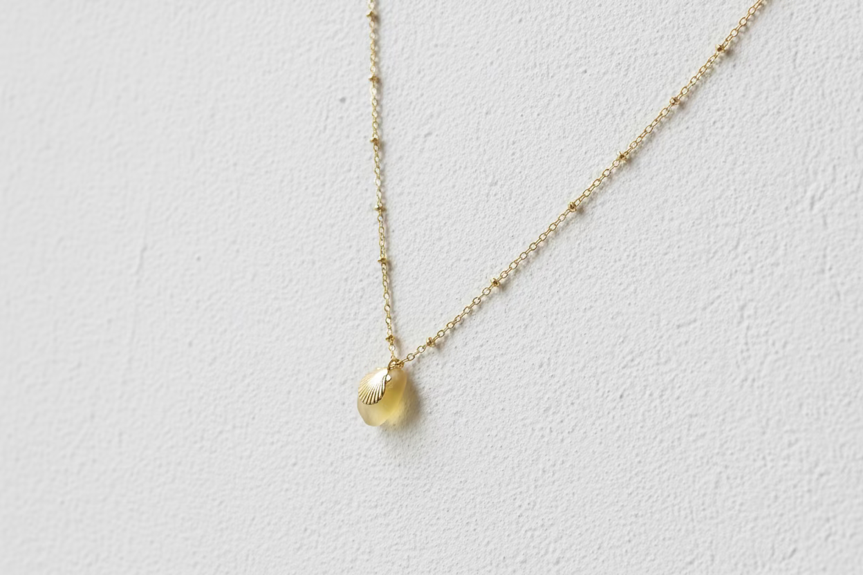 Yellow seaglass necklace