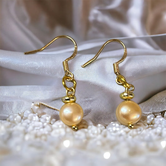 Peach pearl drop earrings