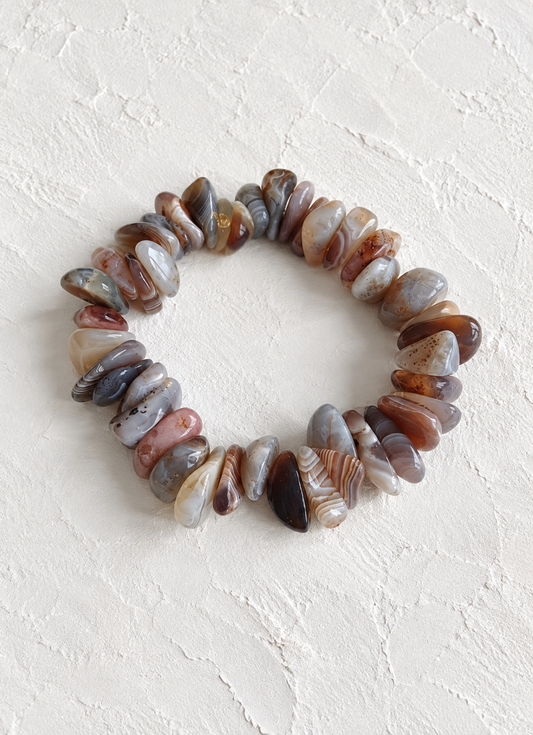 High quality pink Botswana agate crystal chip bracelet