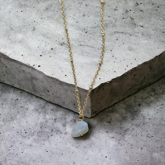 Moonstone raw crystal necklace