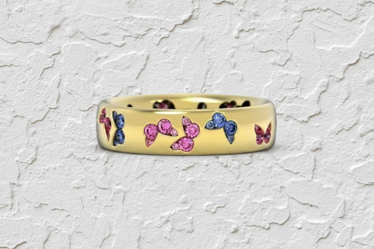 Butterfly 925 gold plated ring size 8