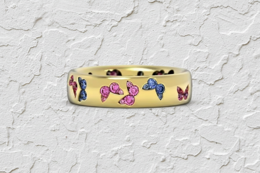 Butterfly 925 gold plated ring size 8