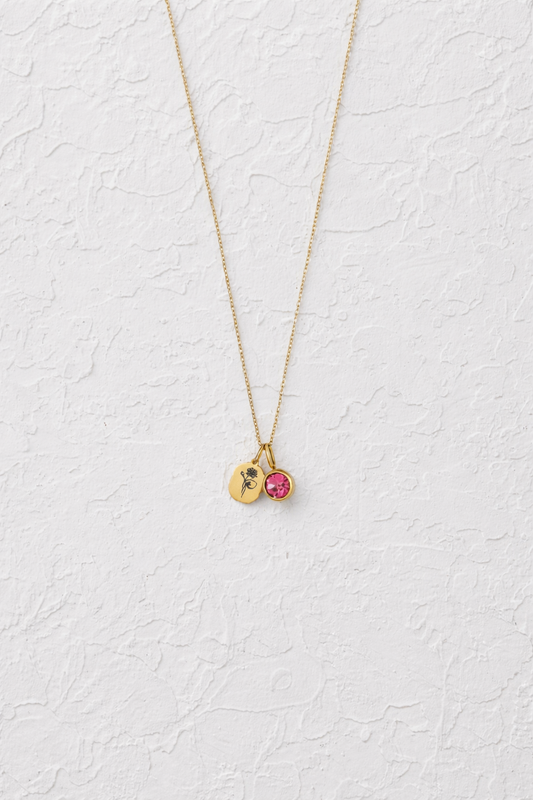 July birth flower and gemstone necklace