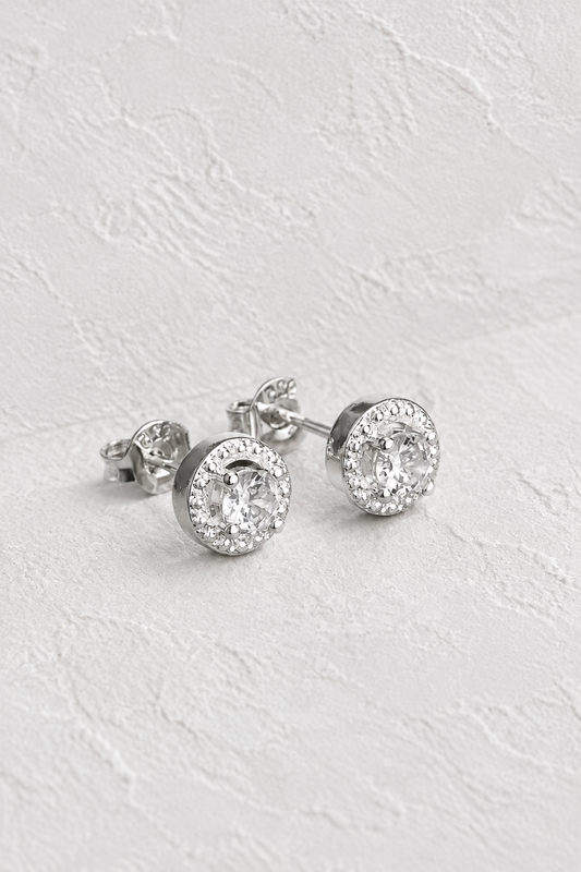 Elegant sterling silver stud earrings