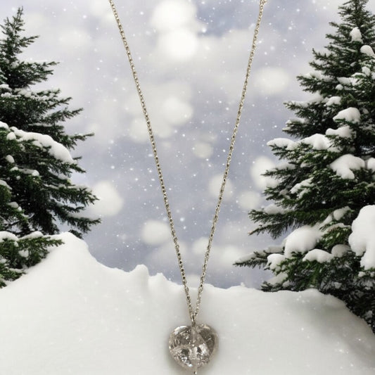 Crackled quartz heart & sterling silver necklace