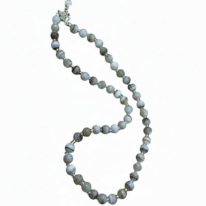 White Botswana Agate beaded necklace