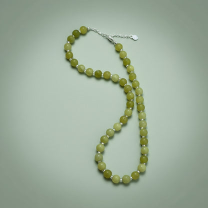 Green jade beaded necklace.