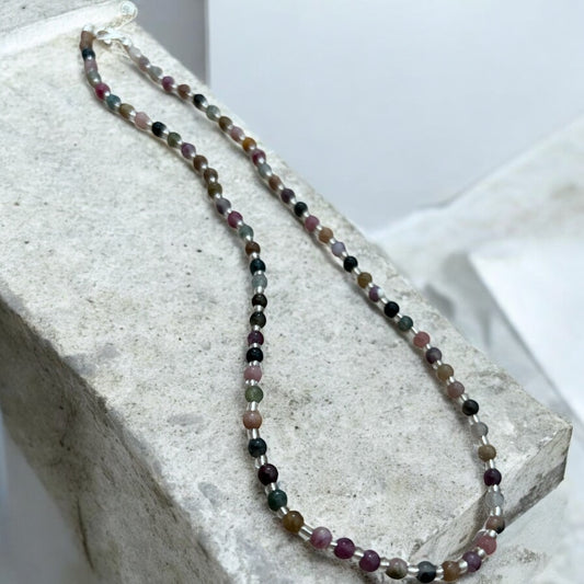 Watermelon Tourmaline beaded necklace