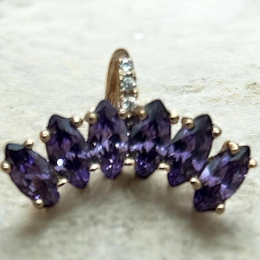 Purple crystal ear cuff gold plated