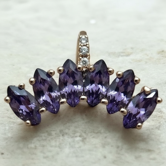 Purple crystal ear cuff gold plated