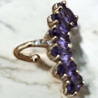Purple crystal ear cuff gold plated