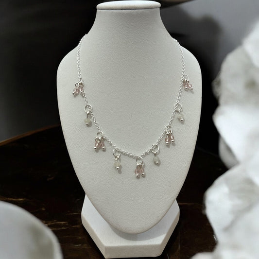 Moonstone & Rose Quartz 925 silver necklace