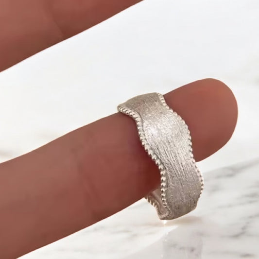 Silver frosting 925 silver adjustable ring