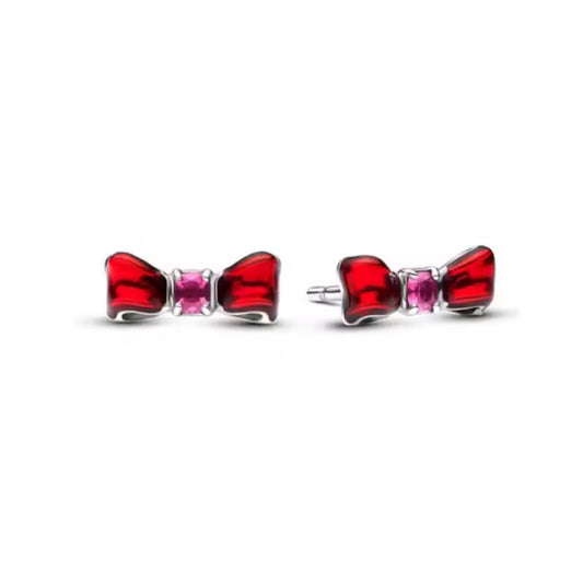 Red bow stud earrings