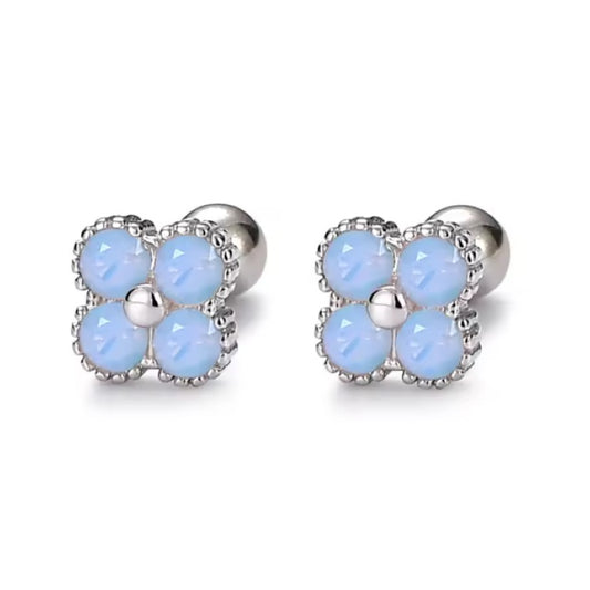 Aquamarine clover studs (925 silver)