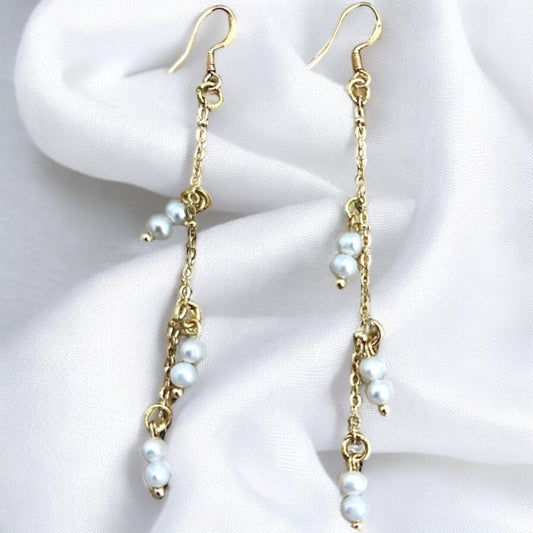 Fresh water pearl drop 925 gold plated earrings