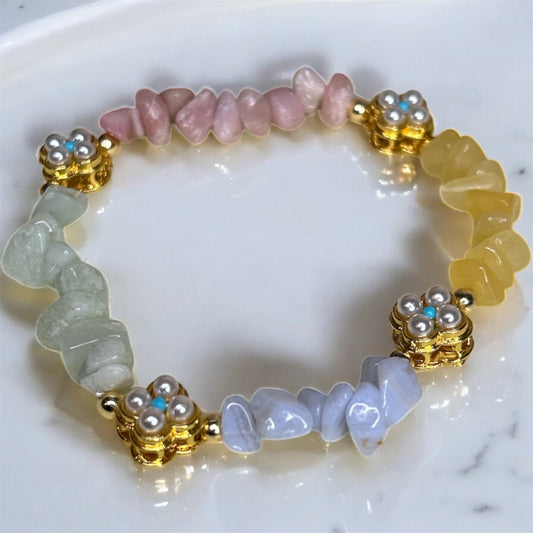 Multi gemstone crystal chip bracelet
